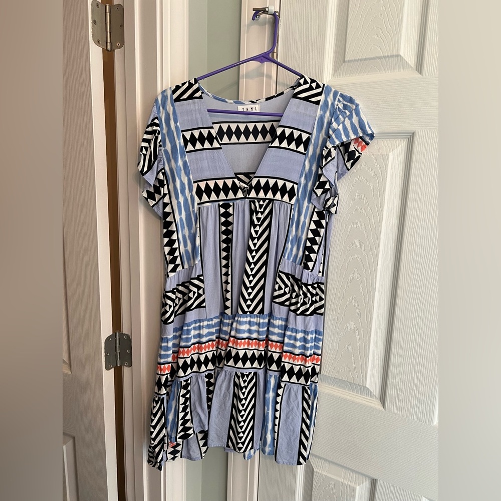 THML blue Aztec print dress